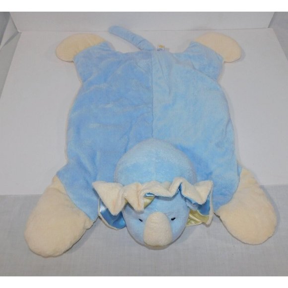 Ganz Baby Blue Yellow Plush Satin Snug Along Lion 22" Security Blanket Lovey - Picture 2 of 7